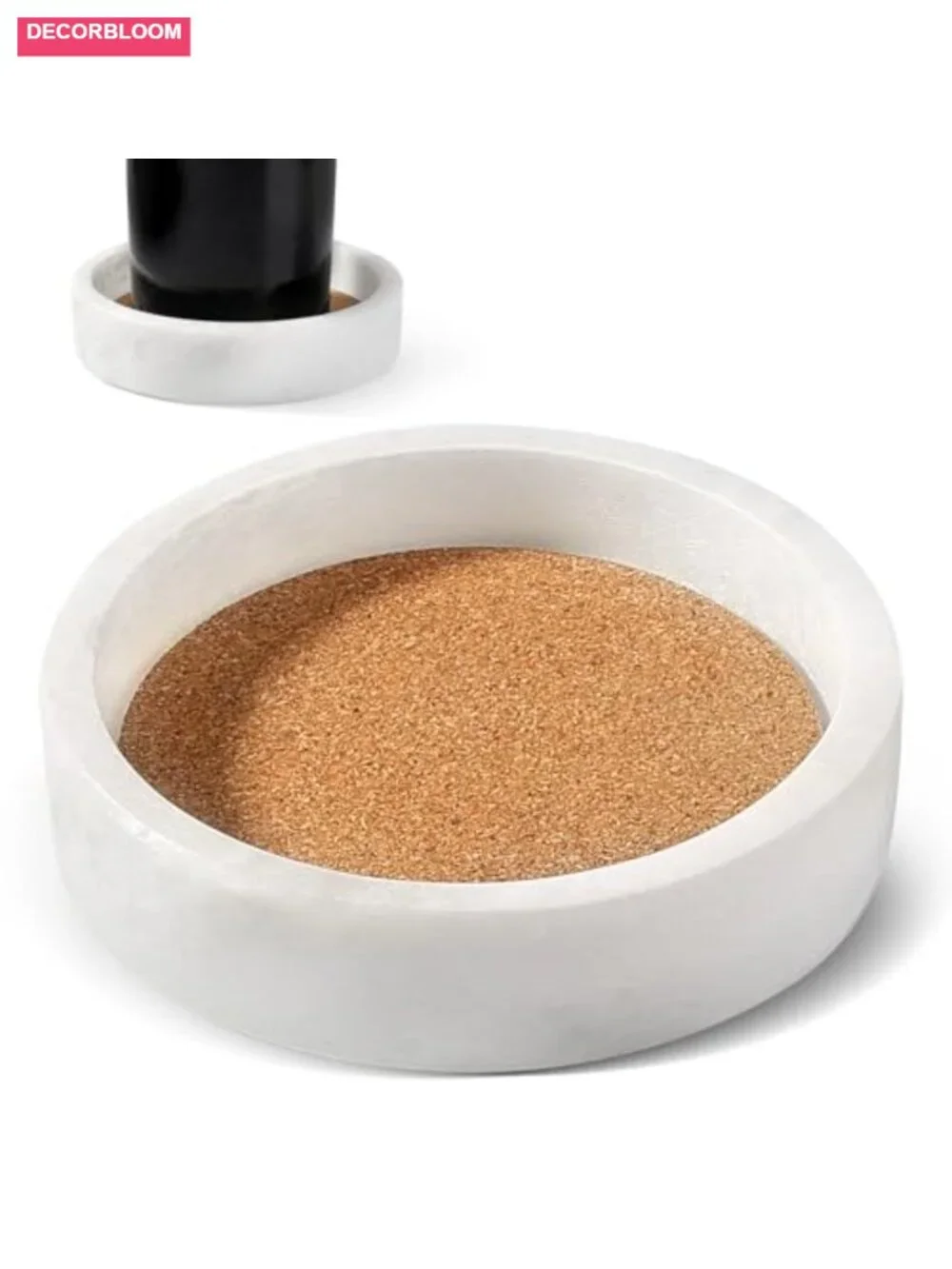 Natural Marble Wine Bottle Coaster with Absorbent Cork Lining, Non-Slip